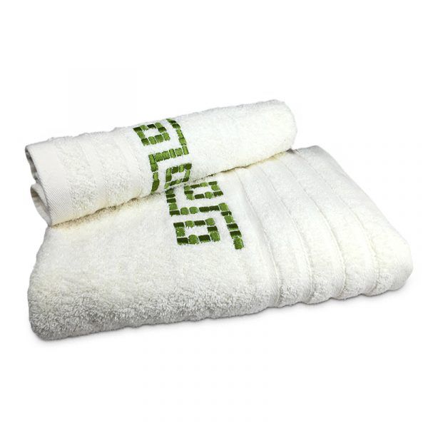 Set de 4 Toallas Jacquard Bordada / Crudo Verde - Doral - Imagen 2