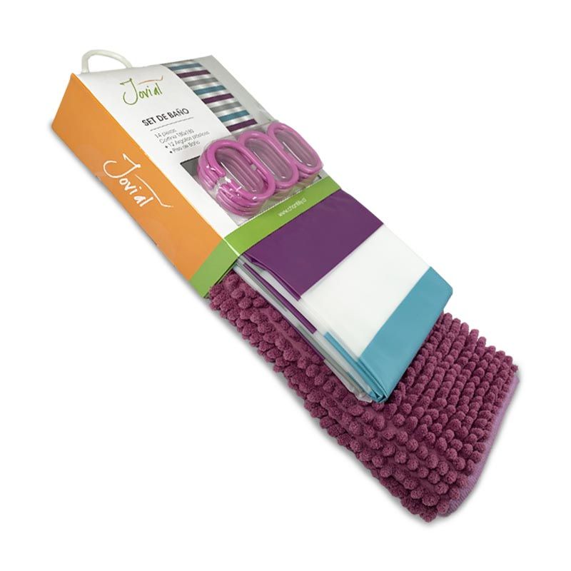 Set de Baño 14 Piezas / Franjas Morado - Jovial | BUALE