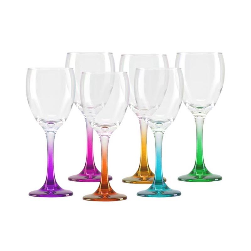 Set 6 copas vino modelo UMA 48 cl. cristal pie colores