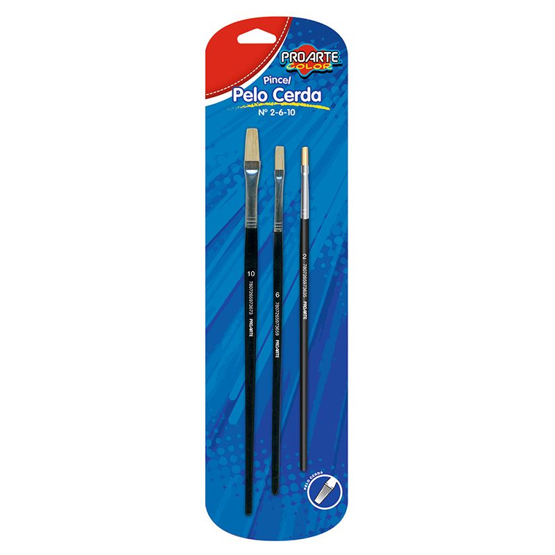 Set Pinceles Pelo Cerda Plano N° 2-6-10 Proarte BUALE