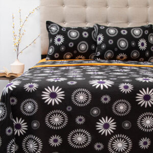 Sábanas Polar Composé 1.5 Plazas / Flor Negro Salmón - Doral