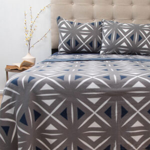 Sábanas Polar Composé 1.5 Plazas / Triángulos Gris - Doral