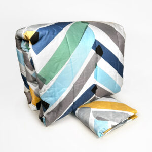 Plumón Estampado + Funda + Sábanas 1.5 plazas / Trazos Azul Celeste Gris - Key Home