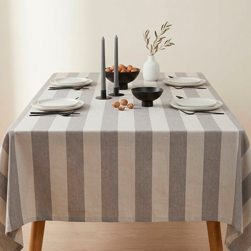 Mantel Rectangular Alondra Yarn Dyed 150x210cm / Beige Listado – Doral