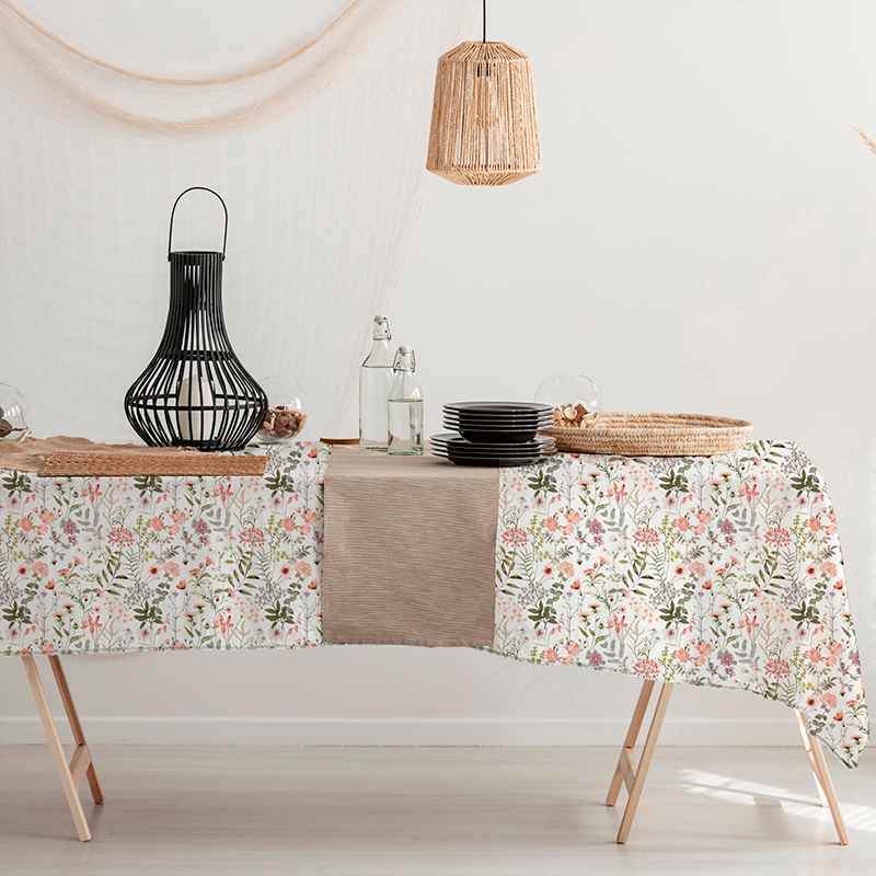 Mantel Rectangular Aurelia Impermeable 150x210cm / Floral Blanco – Doral