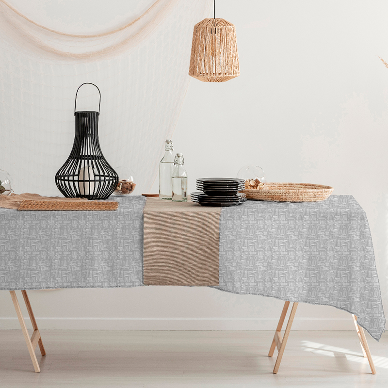 Mantel Rectangular Aurelia Impermeable 150x210cm / Tramado Gris – Doral